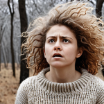 **Image Prompt:** A woman with frizzy, flyaway hair due to static electricity in winter, visibly frustrated. She's wearing a wool sweater, and the background shows a dry, wintery scene with leafless trees. Emphasis on the contrast between her unruly hair and the stark environment.