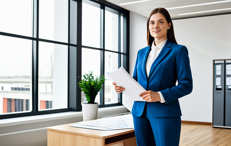 스타일링 스프레이와 무스 차이 - **

"A professional female architect, fully clothed in a modest blazer and trousers, standing in a b...